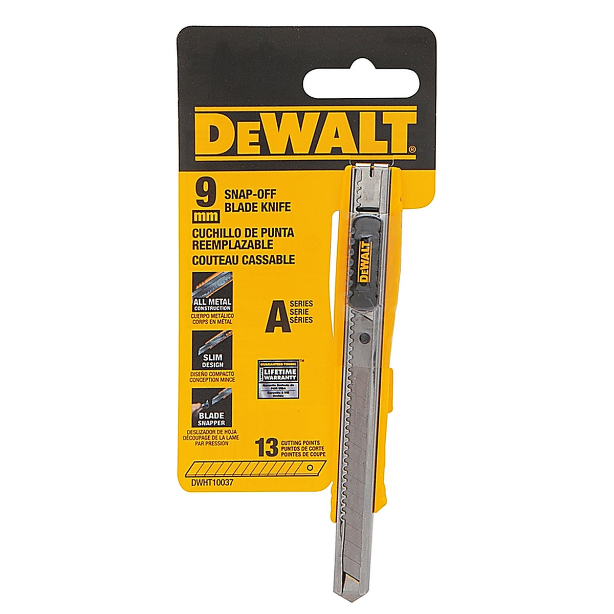 DeWalt DWHT10037 4-1/4 in. Sliding Snap-Off Utility Knife Black/Silver