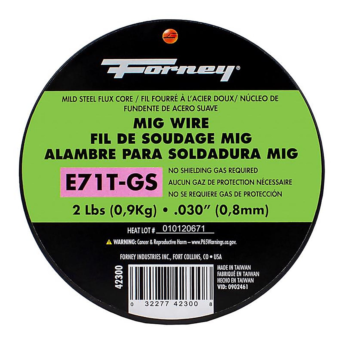 Forney 42300 E71T-GS 0.03 in. Mild Steel Flux Cored Wire 79000 psi 2 lb