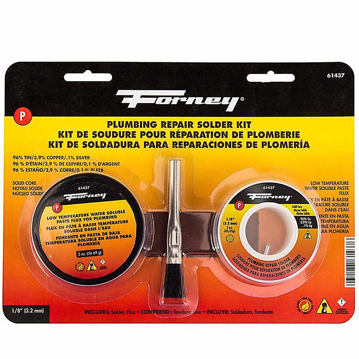 Forney 61437 3 oz Lead-Free Plumbing Solder Kit 0.13 in. D Tin/Copper/Silver 96/3.9/0.1 3 pc