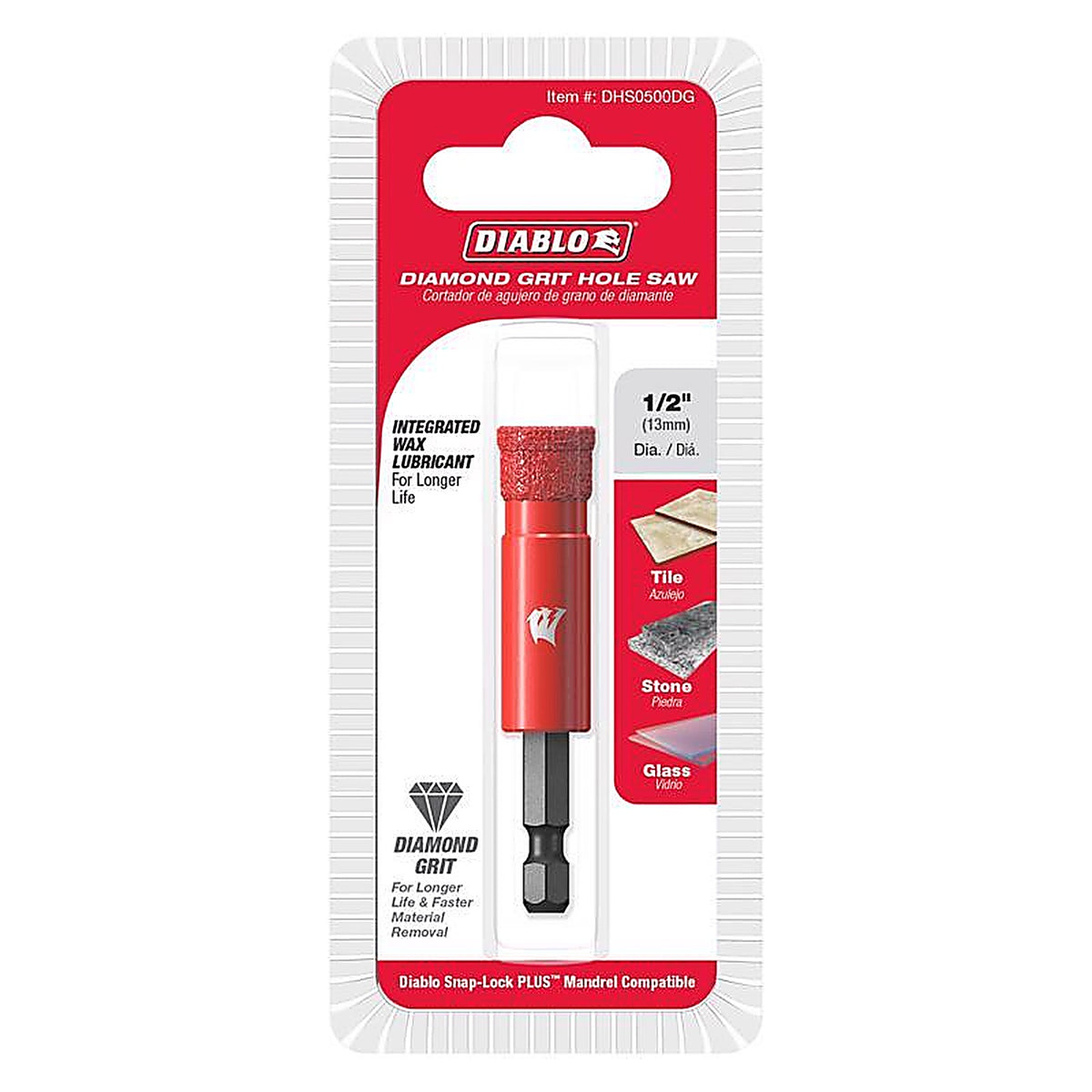 Diablo - DHS0500DG - 1/2 In. Diamond Grit 5.52 In. L X 1/4 In. D Hole Saw