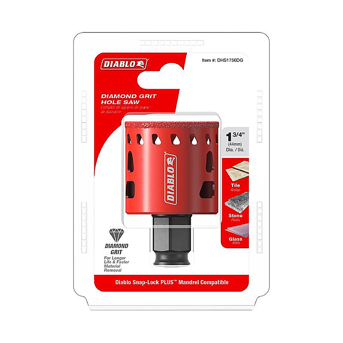 Diablo - DHS1750DG - 1-3/4 In. Diamond Grit 5.52 In. L X 1/4 In. D Hole Saw
