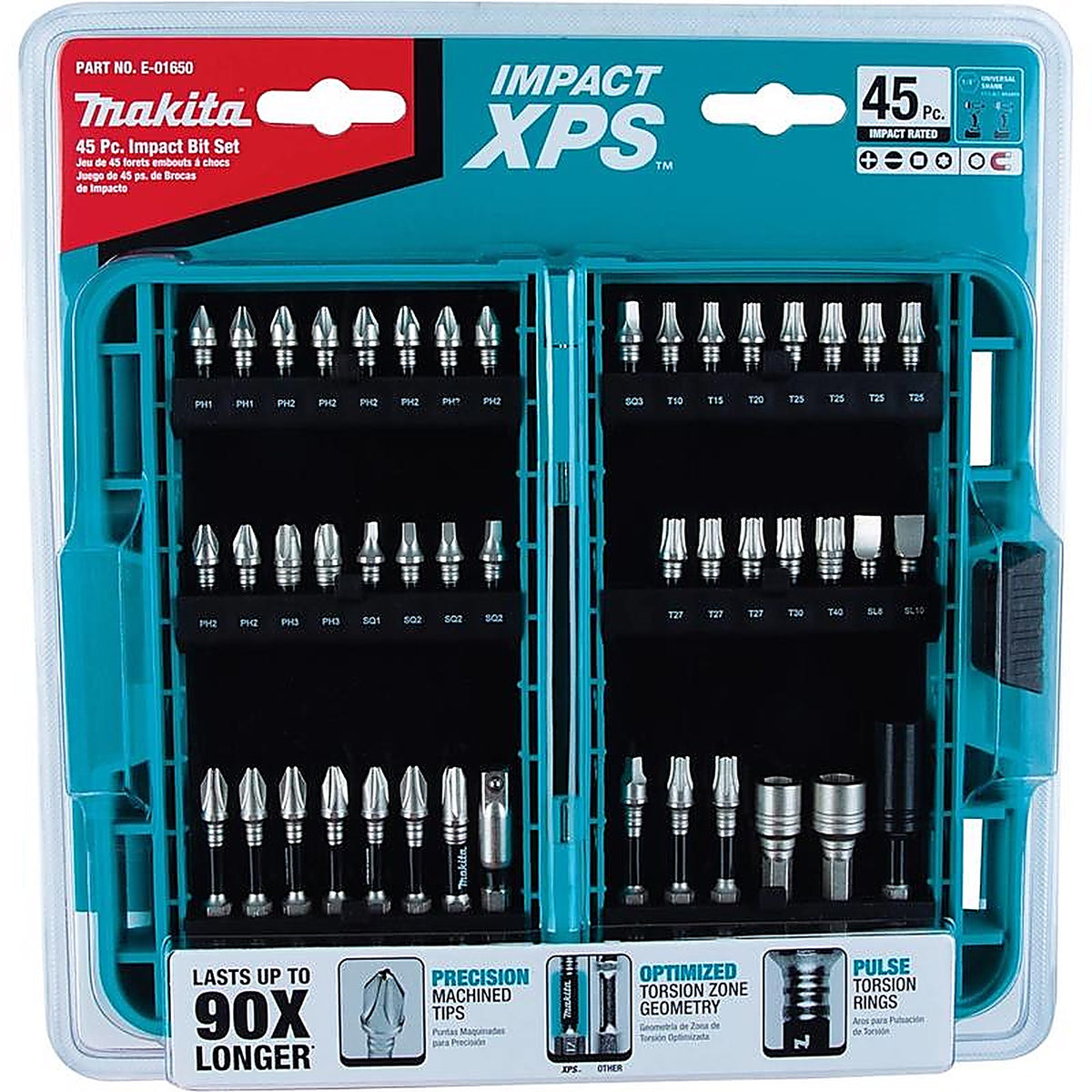 Makita - E-01650 - Impact Xps Assorted Impact Driver Bit Set Steel 45 Piece