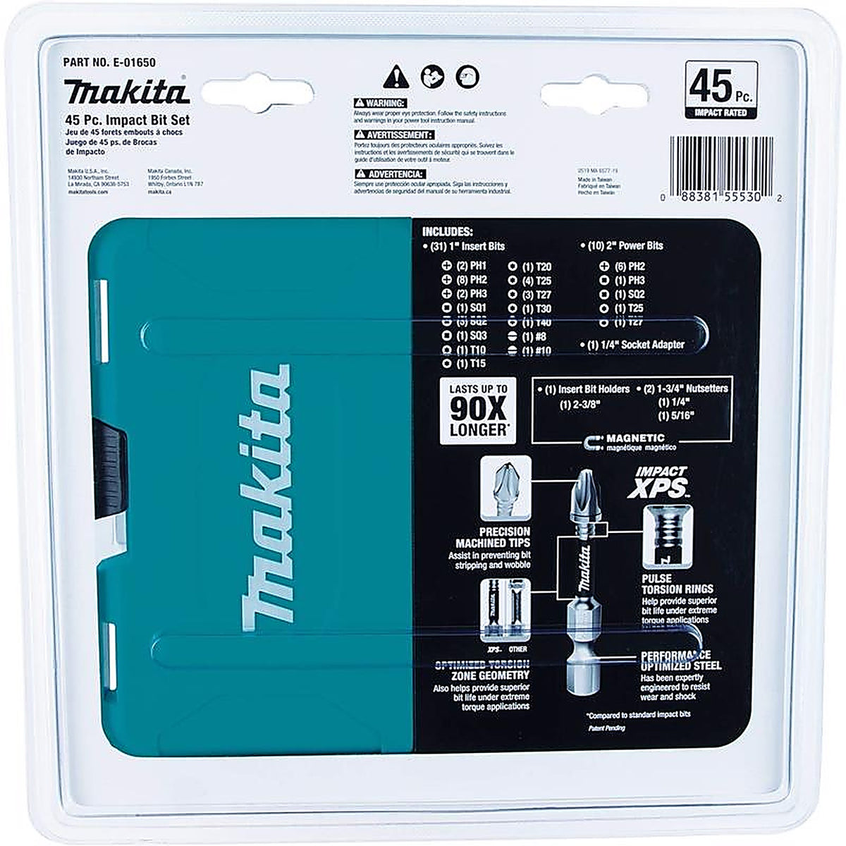Makita - E-01650 - Impact Xps Assorted Impact Driver Bit Set Steel 45 Piece