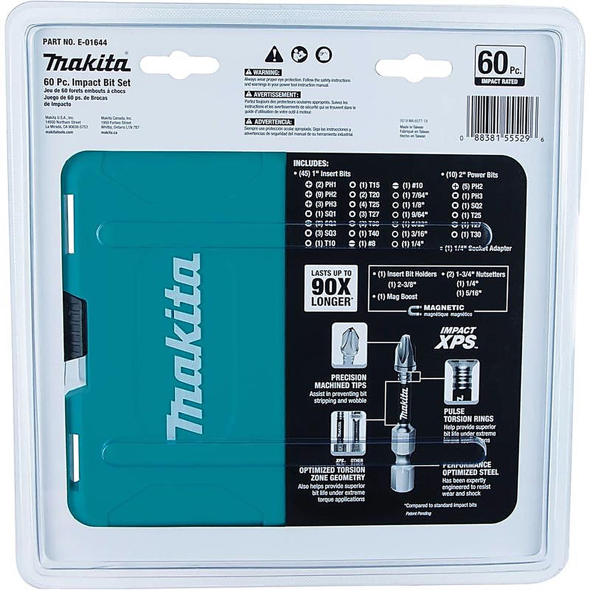 Makita - E-01644 - Impact Xps Assorted Impact Driver Bit Set Steel 60 Piece