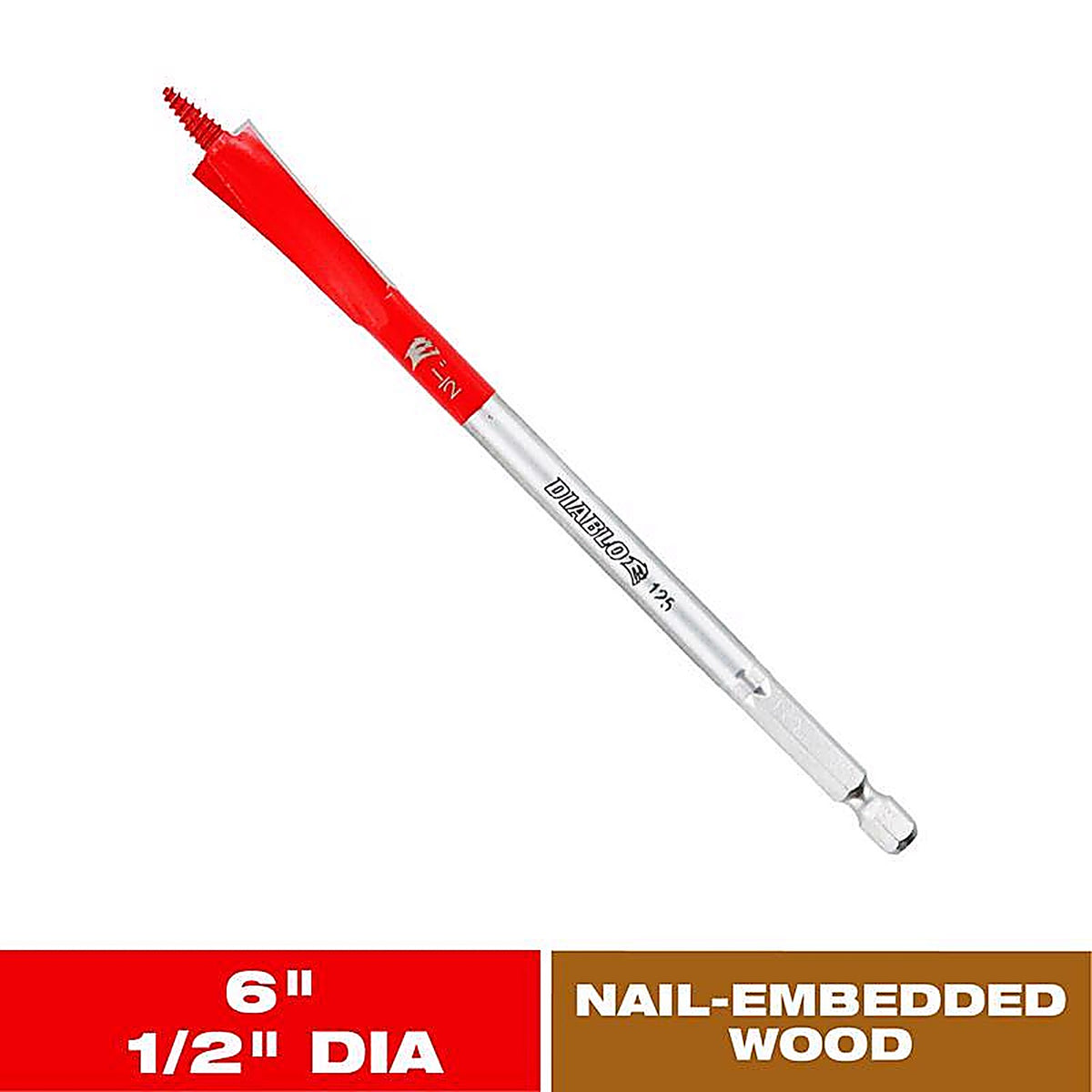 Diablo - DSPD4010 - Demo Demon 1/2 In. X 6 In. L High Carbon Steel Nail-Embedded Wood Spade Bit HEX Shank 1 Pack