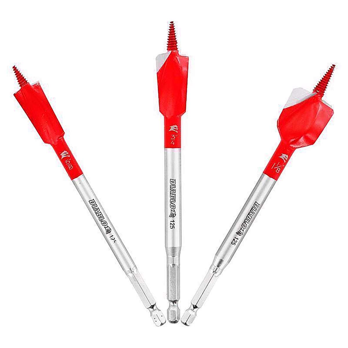 Diablo - DSPD4910-S3 - 6 In. L High Carbon Steel Nail-Embedded Wood Spade Bit Set HEX Shank 3 Piece