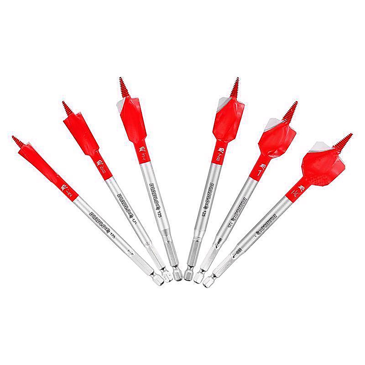 Diablo - DSPD4920-S6 - 6 In. L High Carbon Steel Nail-Embedded Wood Spade Bit Set HEX Shank 6 Piece