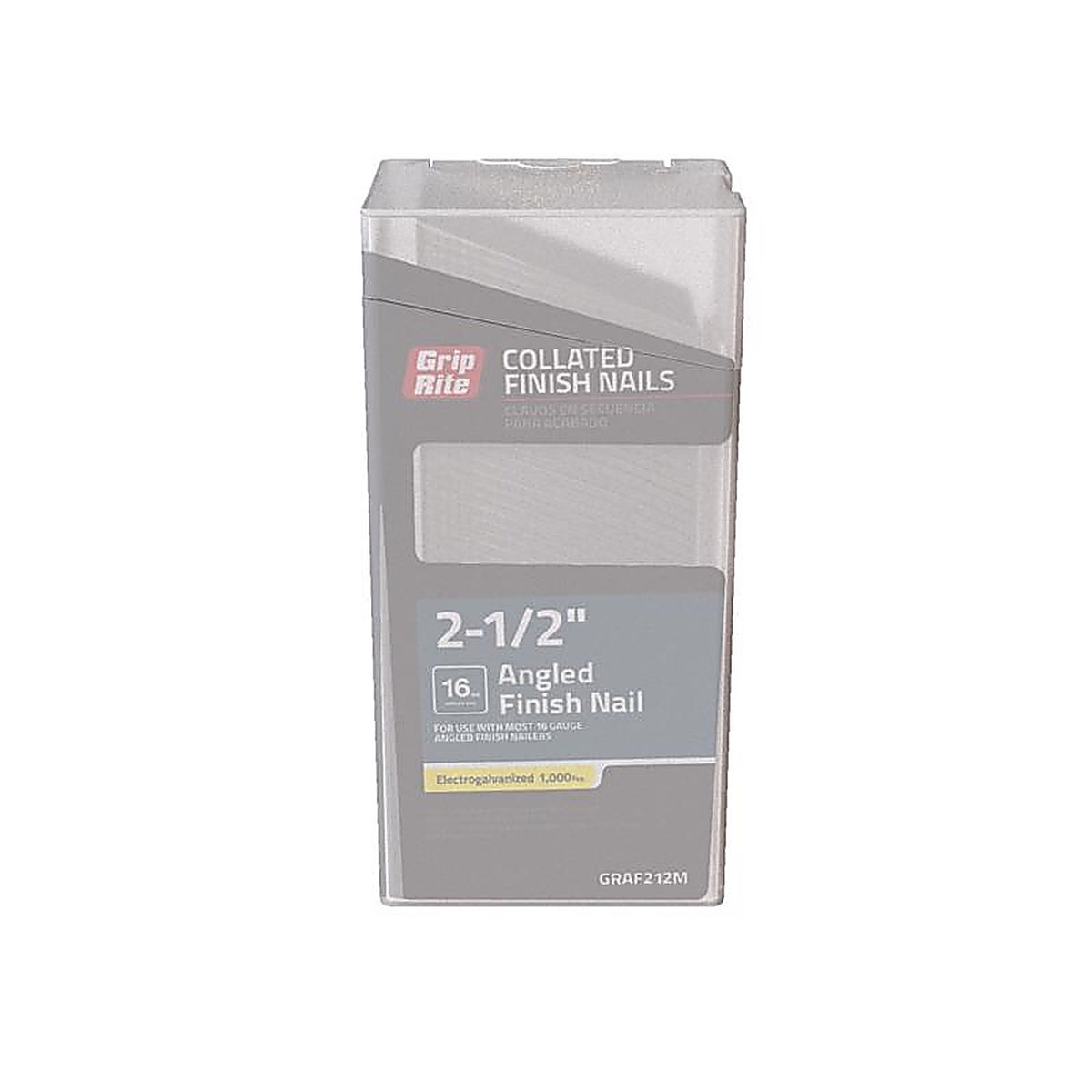 Grip-Rite GRAF212M 2-1/2 in. 16 Ga. Angled Strip Electro Galvanized Finish Nails 20 deg 1000 pk