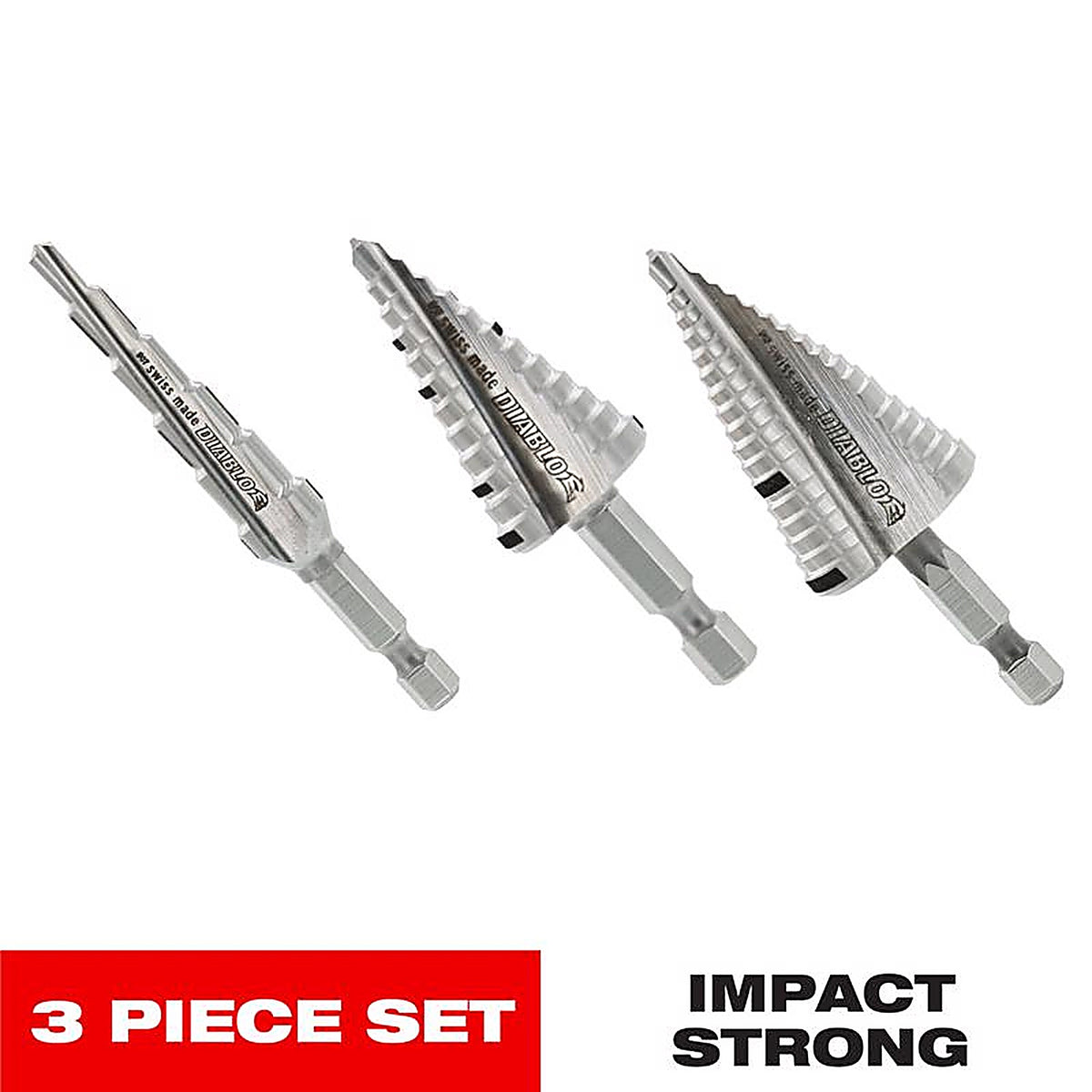Diablo - DSDS003 - M2 Steel Step Drill Bit Set HEX Shank 3 Piece