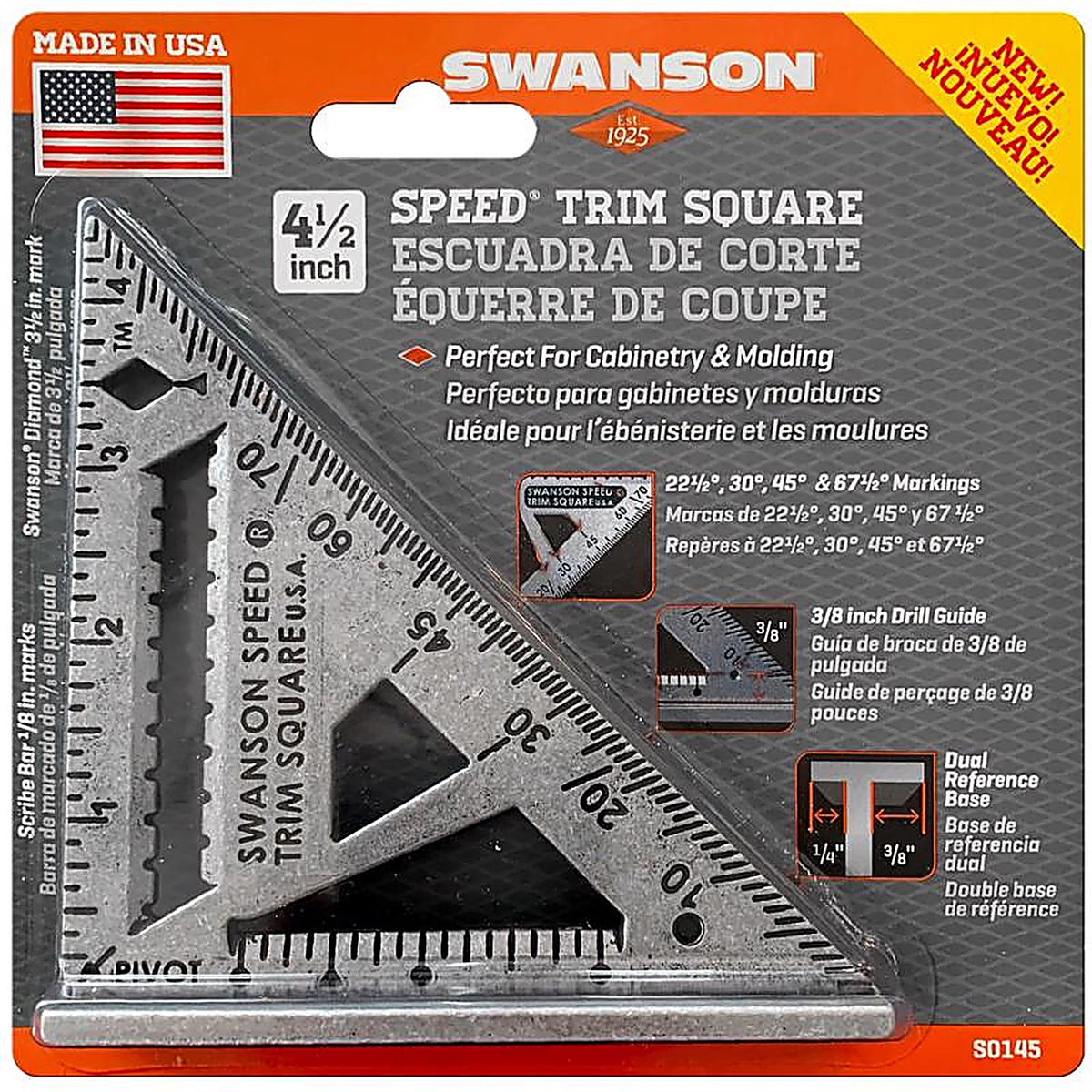 Swanson - S0145 - 4-1/2 In. L Aluminum Trim Speed Square