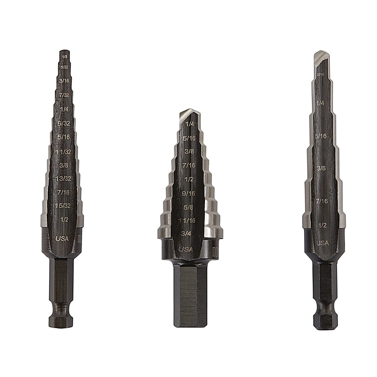 Irwin 10502ZR Unibit Assorted L High Speed Steel Step Drill Bit Set 3 pc