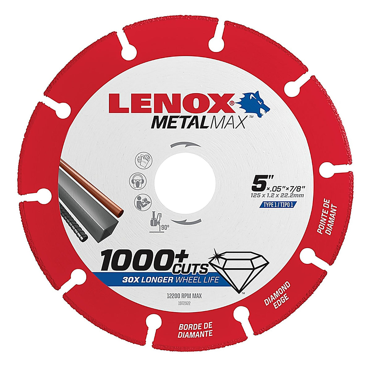 Lenox 1972922 MetalMax 5 in. D X 7/8 in. S Diamond/Metal Cut-Off Wheel 1 pc