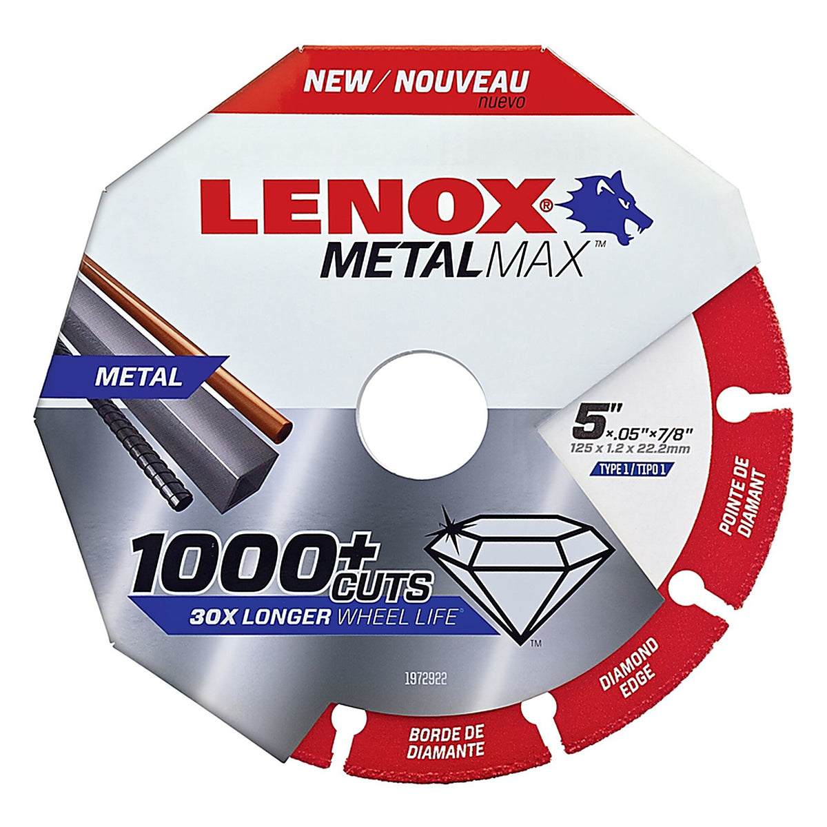 Lenox 1972922 MetalMax 5 in. D X 7/8 in. S Diamond/Metal Cut-Off Wheel 1 pc