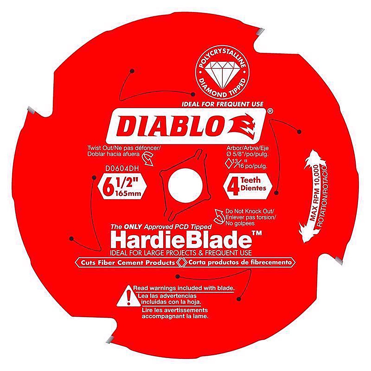 Diablo - D0604DHA - Hardieblade 6-1/2 In. D X 5/8 In. Pcd Circular Saw Blade 4 Teeth 1 Pack