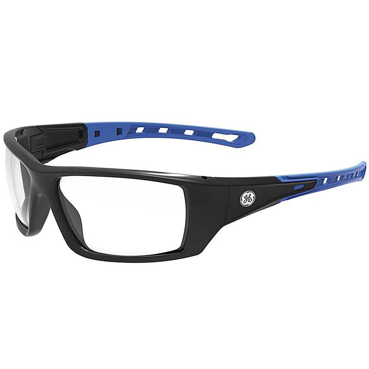 GE GE104C 04 Series Impact-Resistant Safety Glasses Clear Lens Black/Blue Frame 1 pk