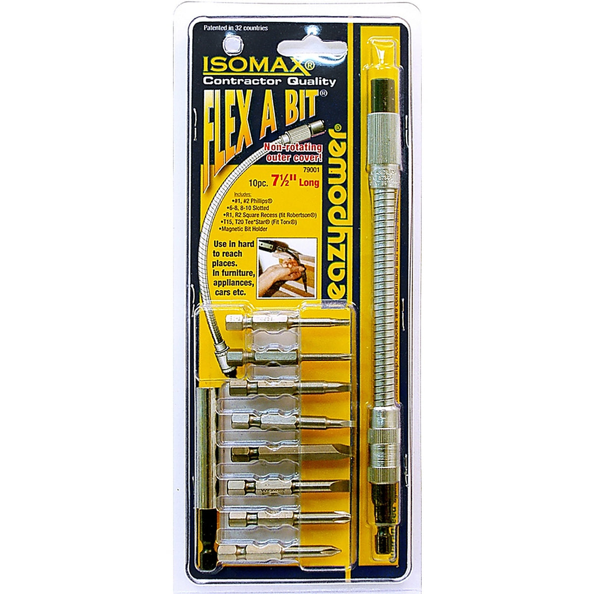 Eazypower - 79001 - Isomax 7.5 In. Steel Assortment Flexible Screwdriver Extension 1/4 In. HEX Shank 10 Piece