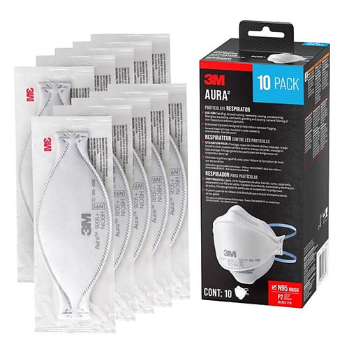 3M 9205P-10-DC Aura N95 Dust Protection Particulate Respirator 9205+ White 10 pk