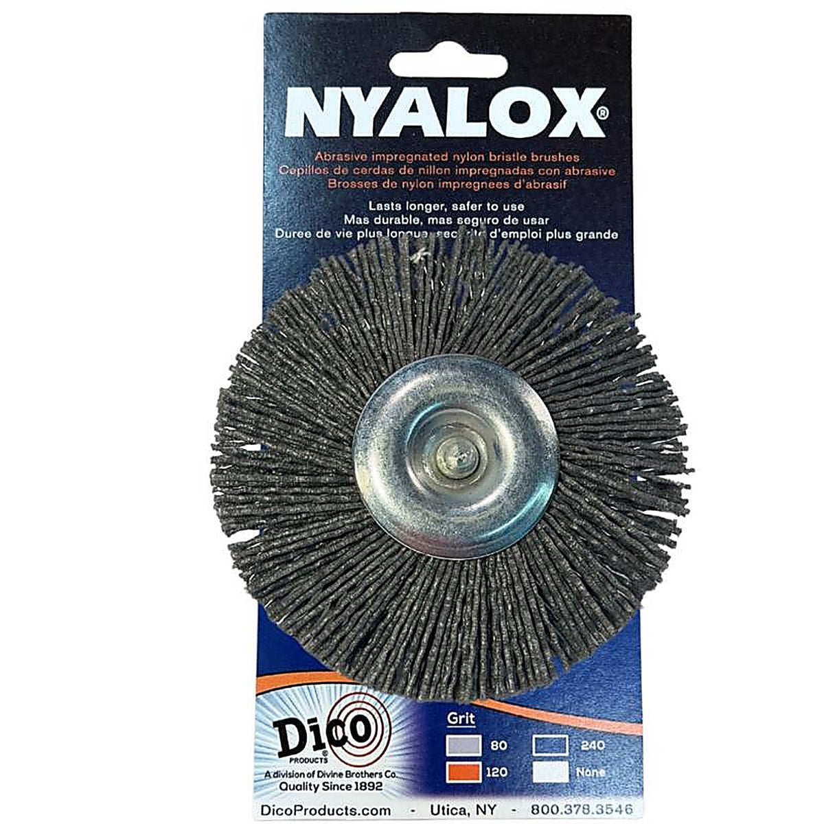 Dico 541-772-4 4 in. Coarse Crimped Mandrel Mounted Wheel Brush Nylon 2500 rpm 1/pc.