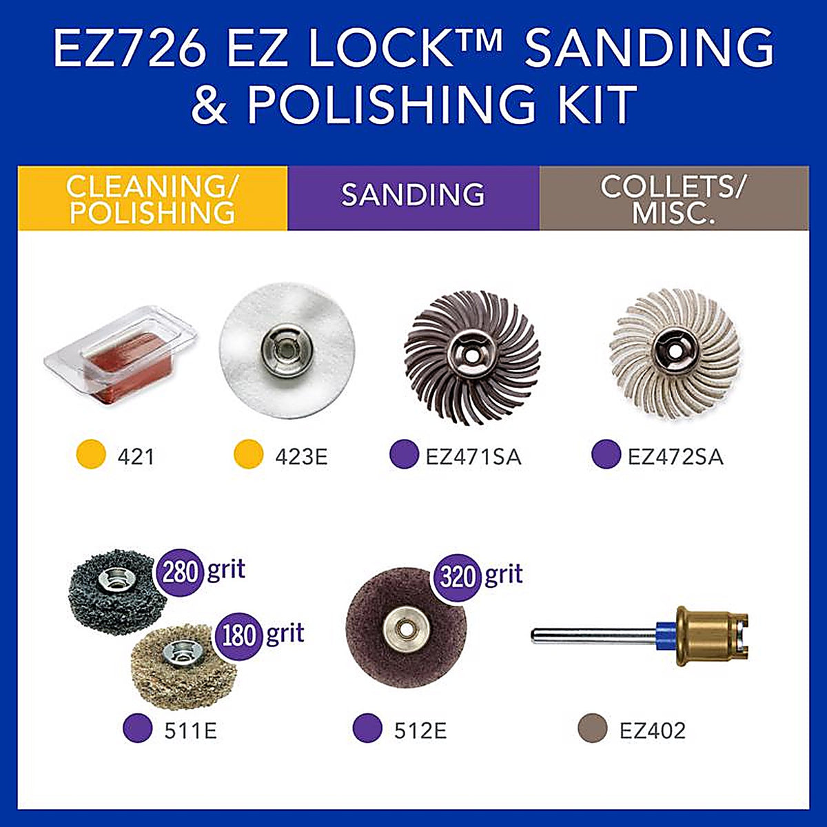 Dremel - EZ726-01 - Ez Lock Sanding/Polishing Kit 8 Piece