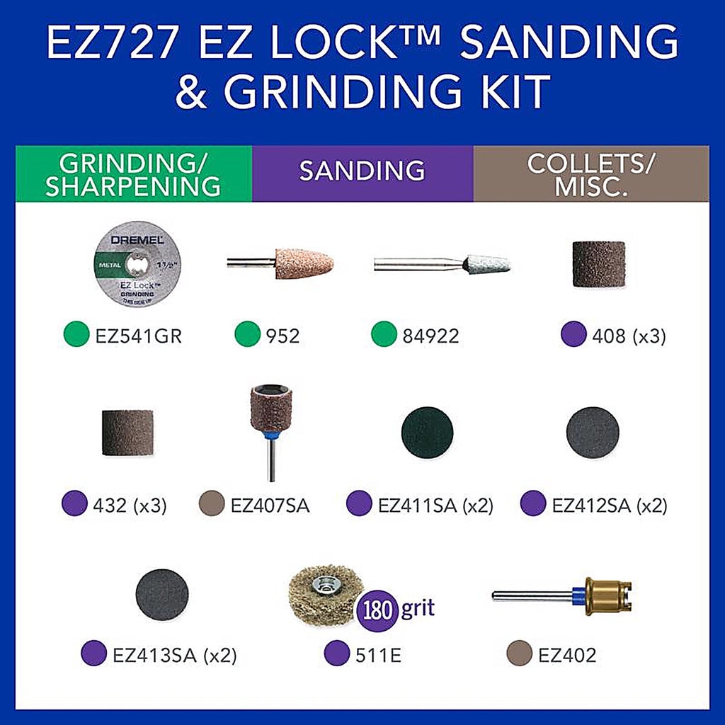 Dremel - EZ727-01 - Ez Lock Sanding and Grinding Kit 18 Piece