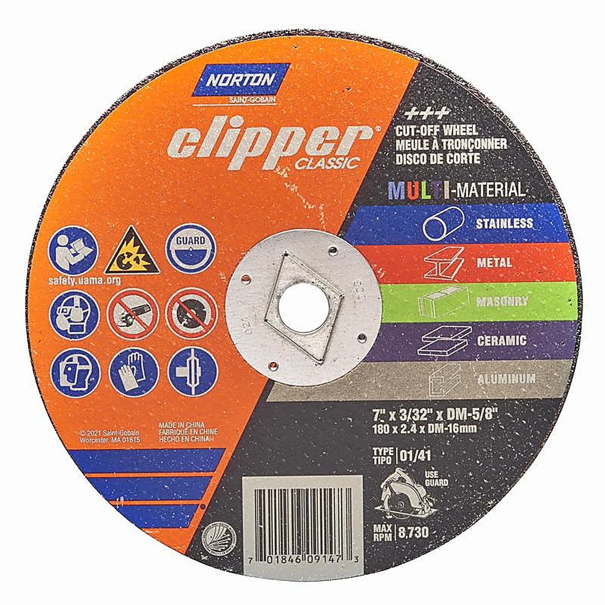 Norton 70184609147 Clipper 7 in. D X 5/8 in. Aluminum Oxide/Silicon Carbide Classic Cut-Off Wheel 1 pk