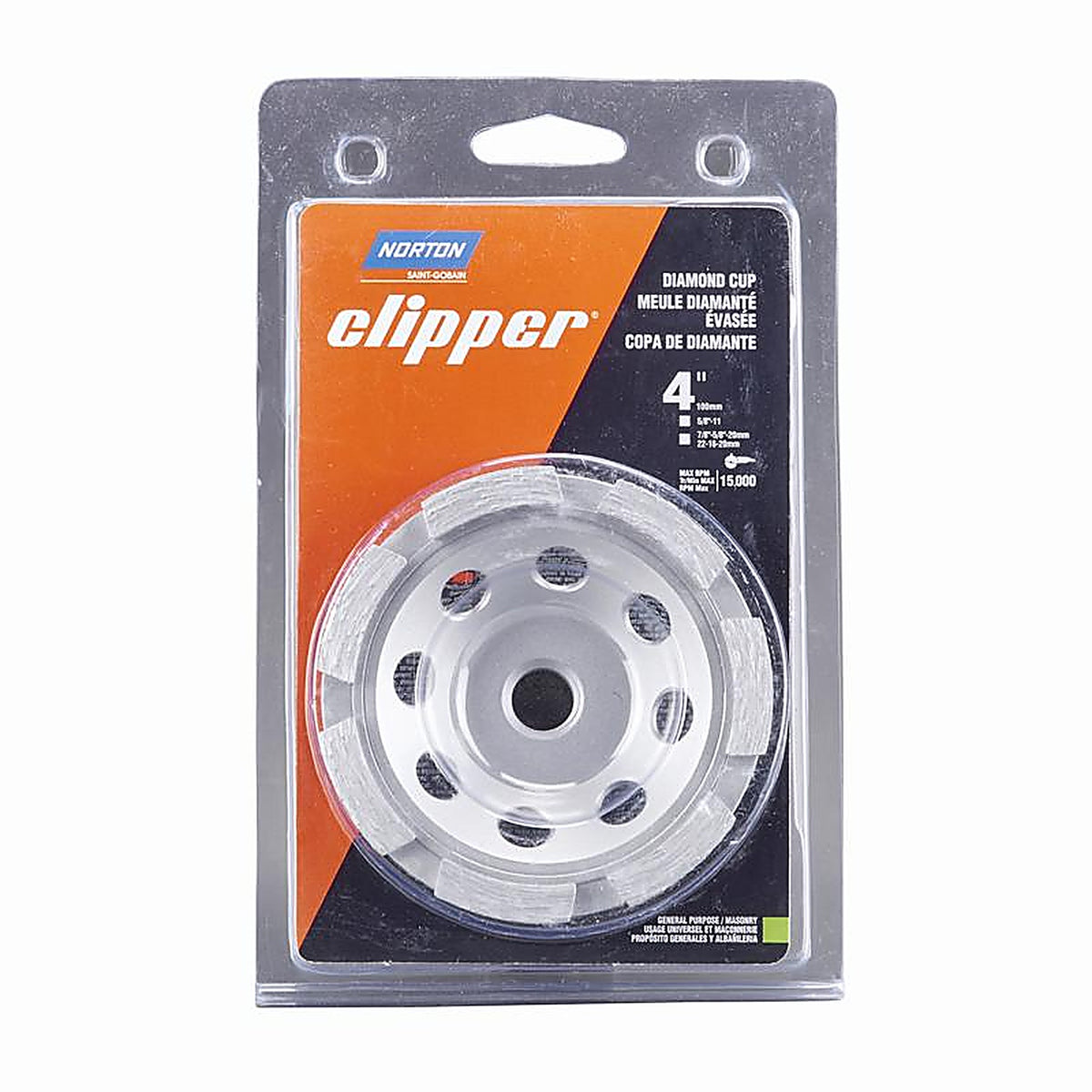 Norton - 70184682555 - Clipper 4 In. D X 5/8-11 In. Classic Cup Wheel
