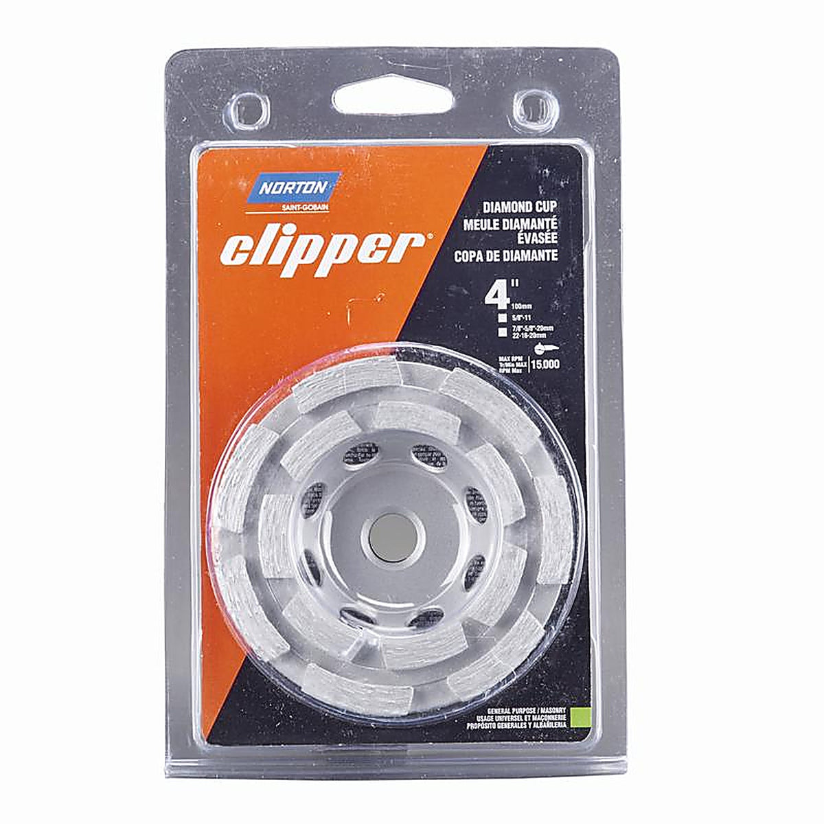 Norton - 70184682586 - Clipper 4 In. D X 5/8-11 In. Classic Cup Wheel