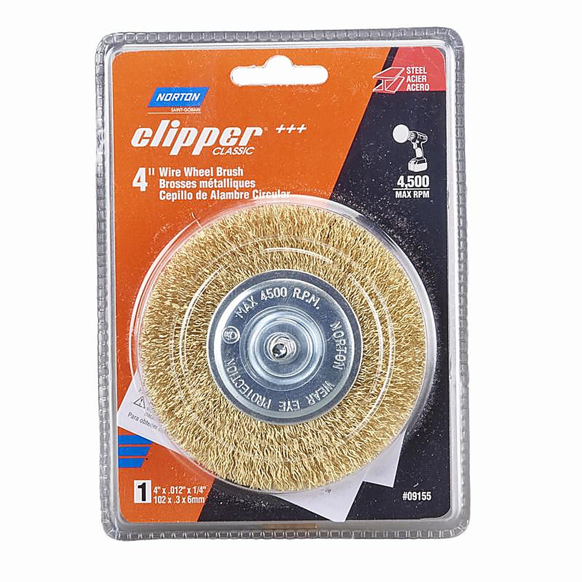 Norton - 70184609155 - Clipper 4 In. Coarse Wire Wheel Carbon Steel 4500 Rpm 1 Piece