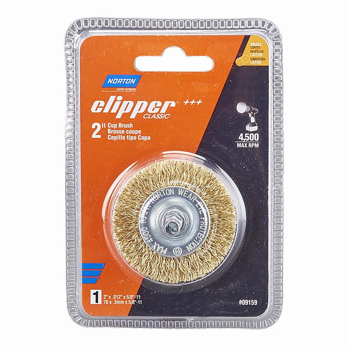 Norton - 70184609159 - Clipper 2 In. Coarse Crimped Wire Cup Brush Brass 4500 Rpm 1 Piece