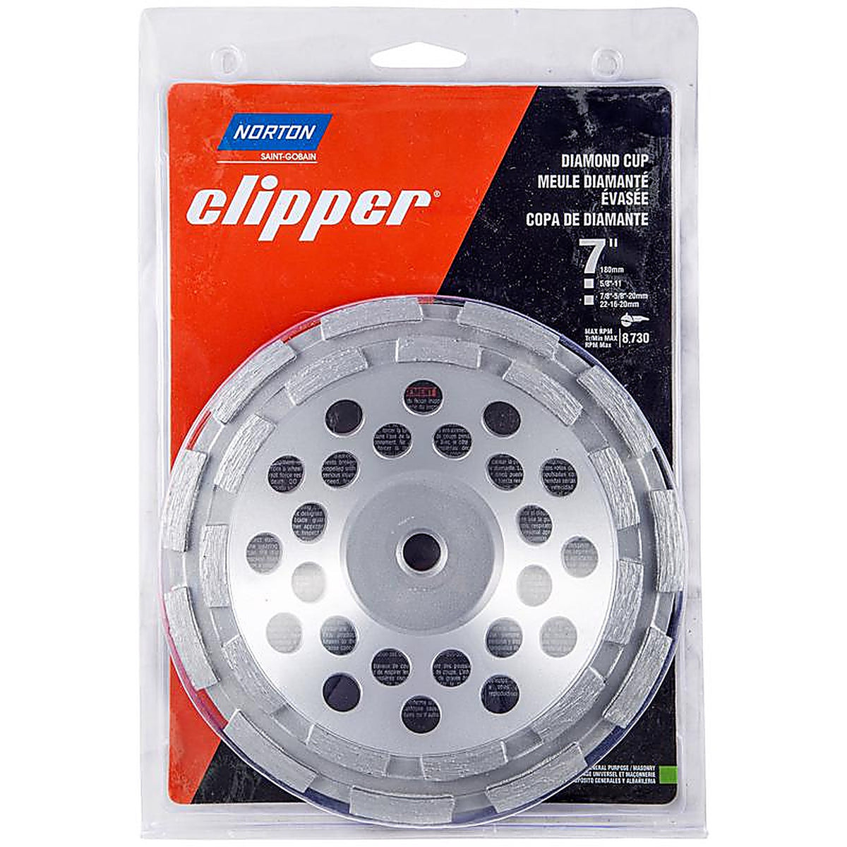 Norton - 70184682595 - Clipper 7 In. D X 5/8-11 In. Classic Cup Wheel