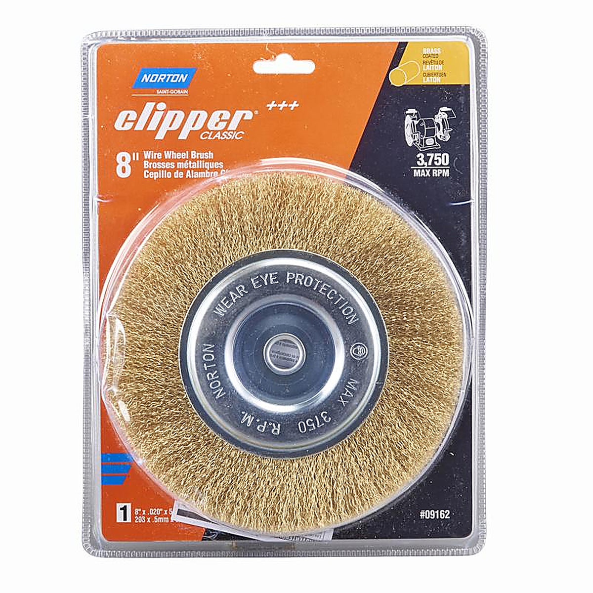 Norton - 70184609162 - Clipper 8 In. Coarse Crimped Wire Wheel Brush Brass 3750 Rpm 1 Piece