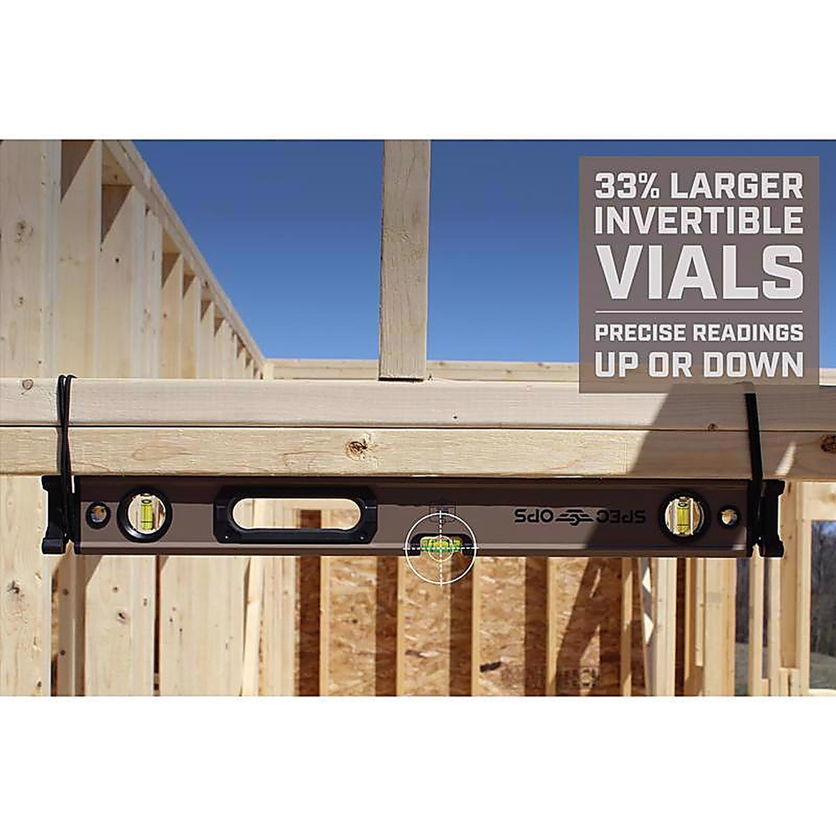 Spec Ops - SPEC-LEVEL24 - 24 In. Aluminum Box Beam Level with Bungee 3 Vial