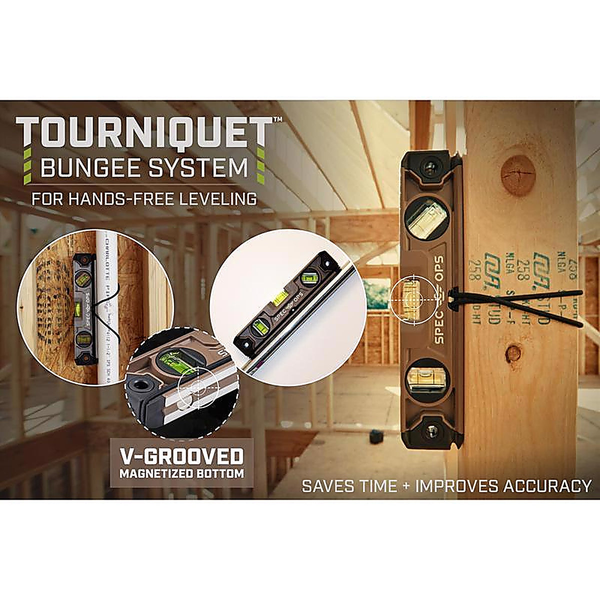 Spec Ops - SPEC-TLEVEL - 10 In. Aluminum Magnetic Torpedo Level with Bungee