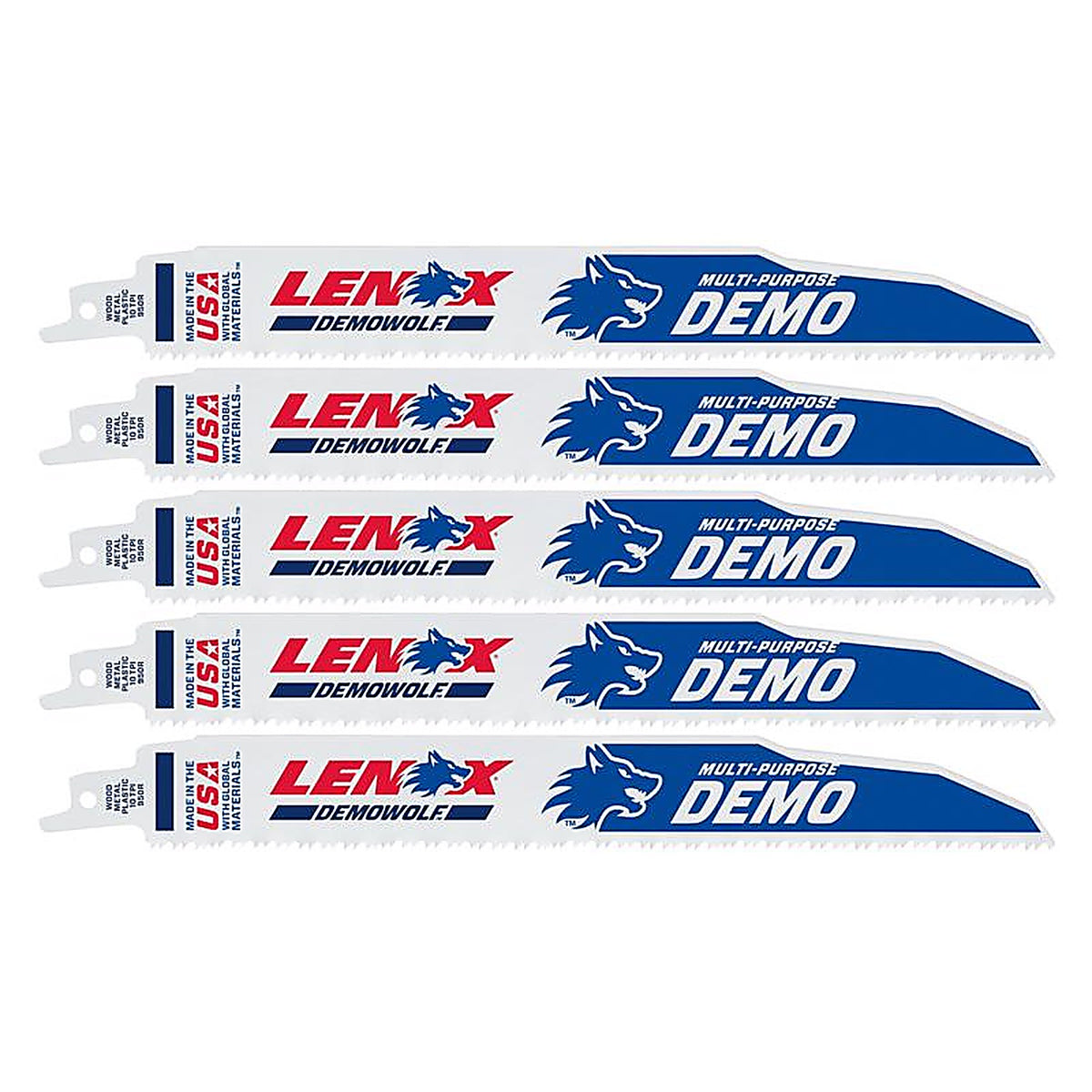 Lenox LXAR950R DEMOWOLF 9 in. Bi-Metal WAVE EDGE Reciprocating Saw Blade 10 TPI 5 pk