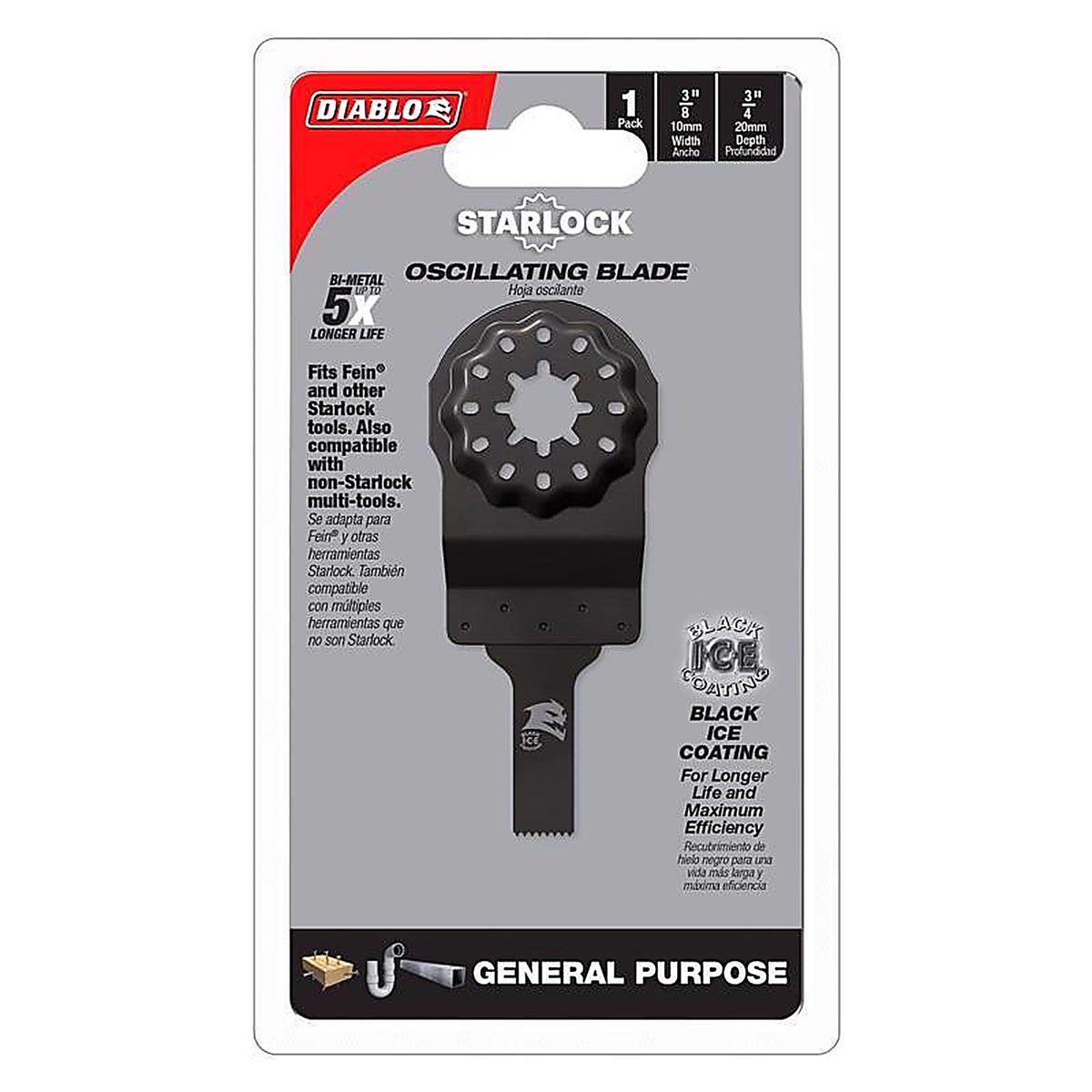 Diablo - DOS039BGP - Starlock 3/8 In. W Bi-Metal Oscillating Blade General Purpose Cuts 1 Pack