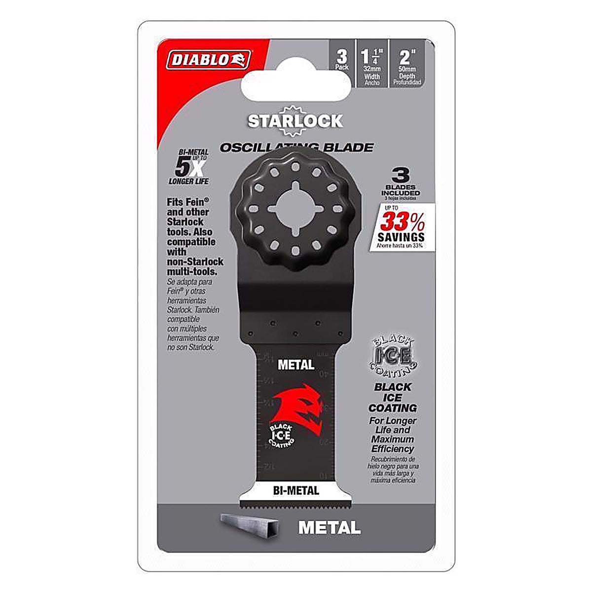 Diablo - DOS125BF3 - Starlock 1-1/4 In. W Bi-Metal Curved Contact Edge Oscillating Blade Metal 3 Pack
