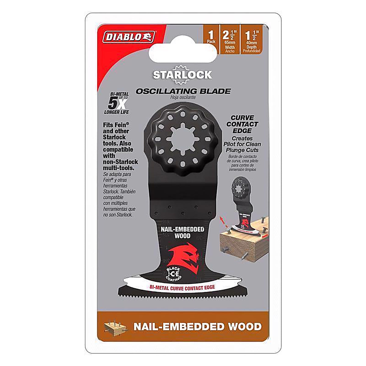 Diablo - DOS250BW - Starlock 2-1/2 In. W Bi-Metal Curved Contact Edge Oscillating Blade Nail-Embedded Wood 1 Pack