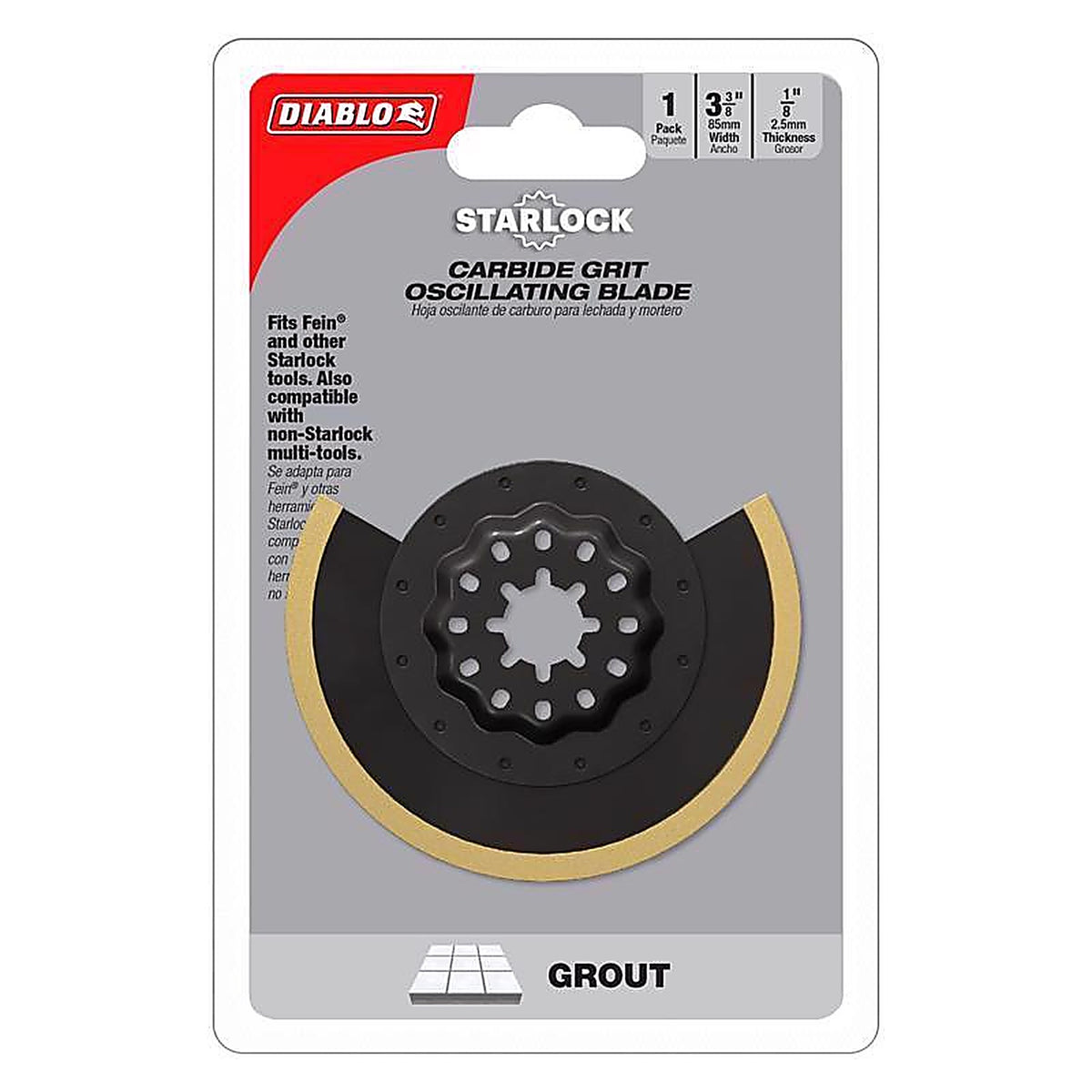 Diablo - DOS3375RCGX - Starlock 3-3/8 In. X 3-3/8 In. W Carbide Grit Oscillating Grout Removal Blade Grout 1 Pack