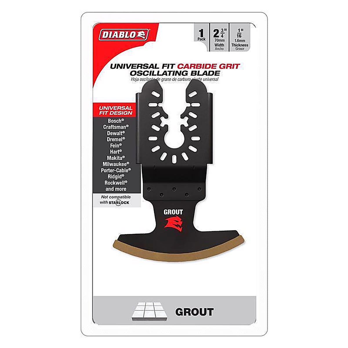 Diablo - DOU16CGX - 2-3/4 In. W Carbide Grit Oscillating Grout Removal Blade Grout 1 Pack