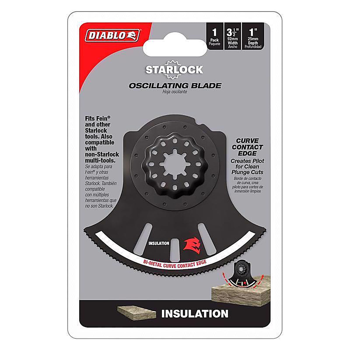 Diablo - DOS350RI - Starlock 3-1/2 In. X 3-1/2 In. W Bi-Metal Curved Contact Edge Oscillating Blade Insulation 1