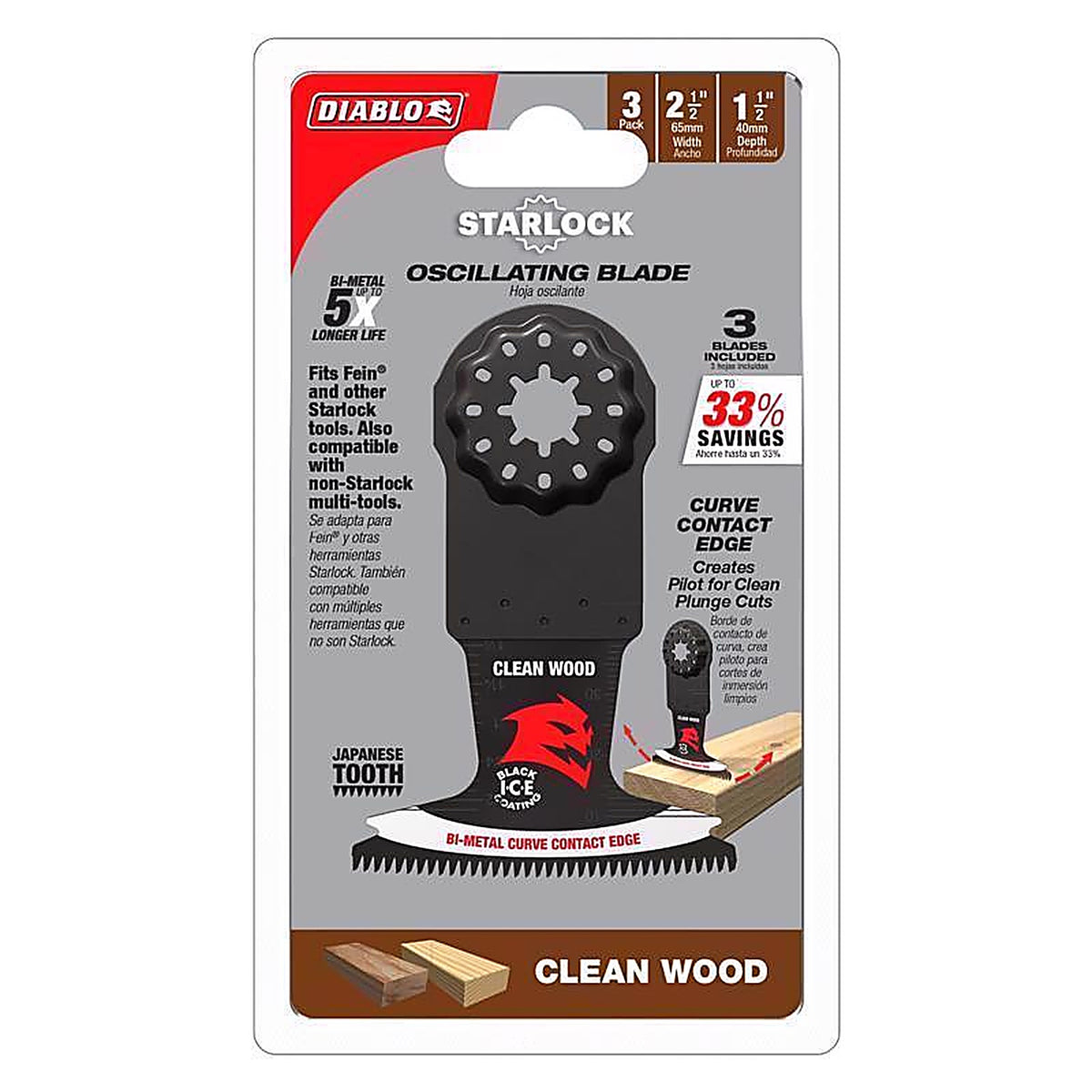 Diablo - DOS250JBW3 - Starlock 2-1/2 In. W Bi-Metal Curved Contact Edge Oscillating Blade Clean Wood 3 Pack