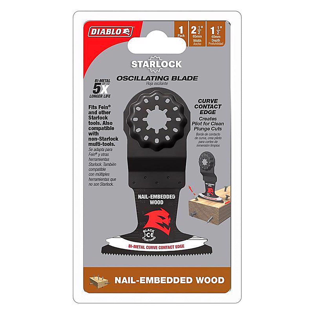 Diablo - DOS250BW10 - Starlock 2-1/2 In. W Bi-Metal Curved Contact Edge Oscillating Blade Nail-Embedded Wood 10 Pack