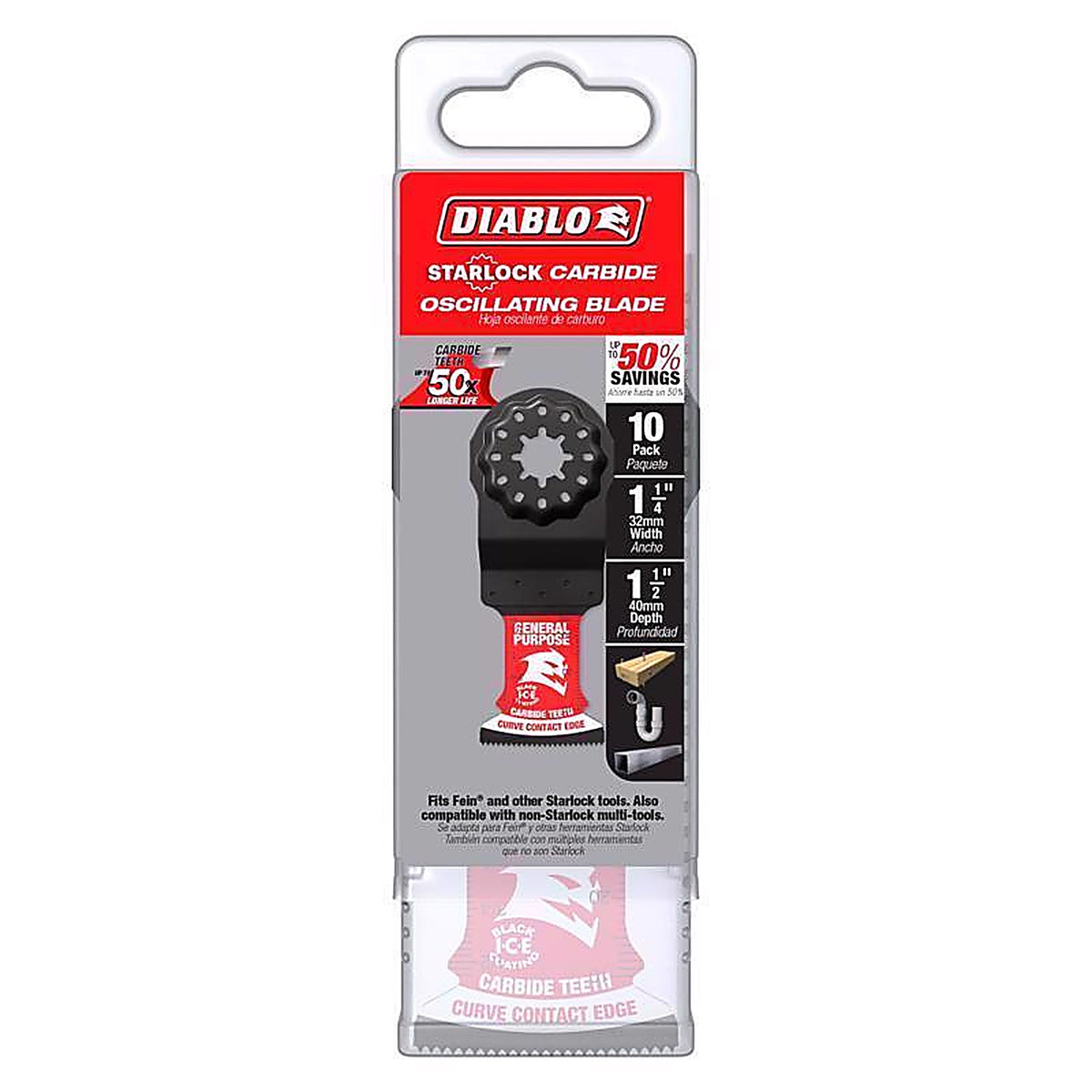 Diablo - DOS125CGP10 - Starlock 1-1/4 In. W Carbide Oscillating Blade General Purpose Cuts 10 Pack