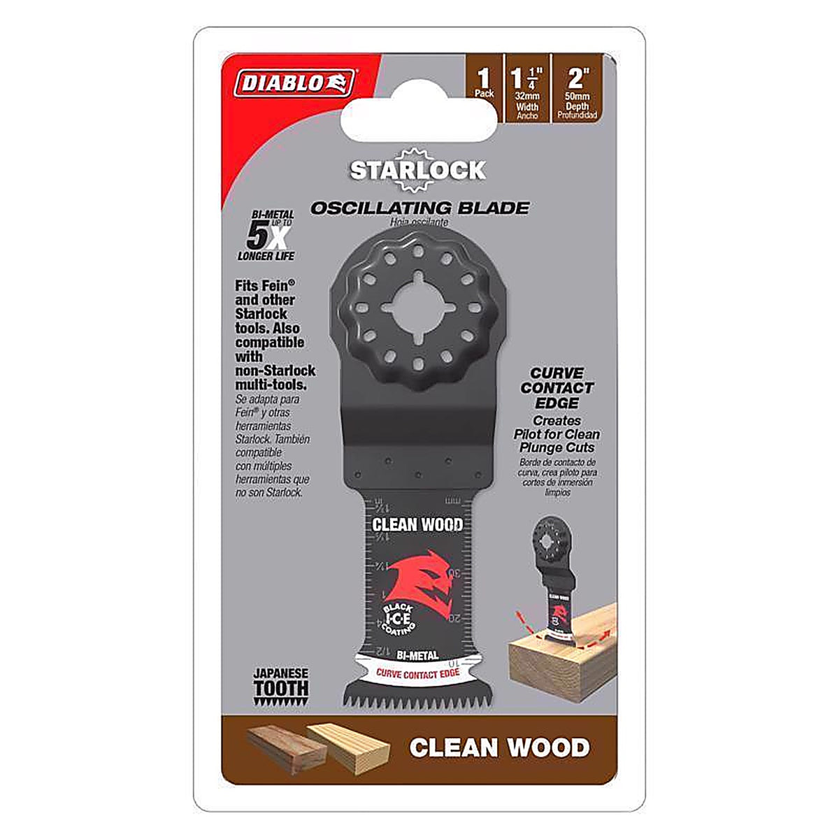 Diablo - DOS125JBW - Starlock 1-1/4 In. W Bi-Metal Curved Contact Edge Oscillating Blade Clean Wood 1 Pack