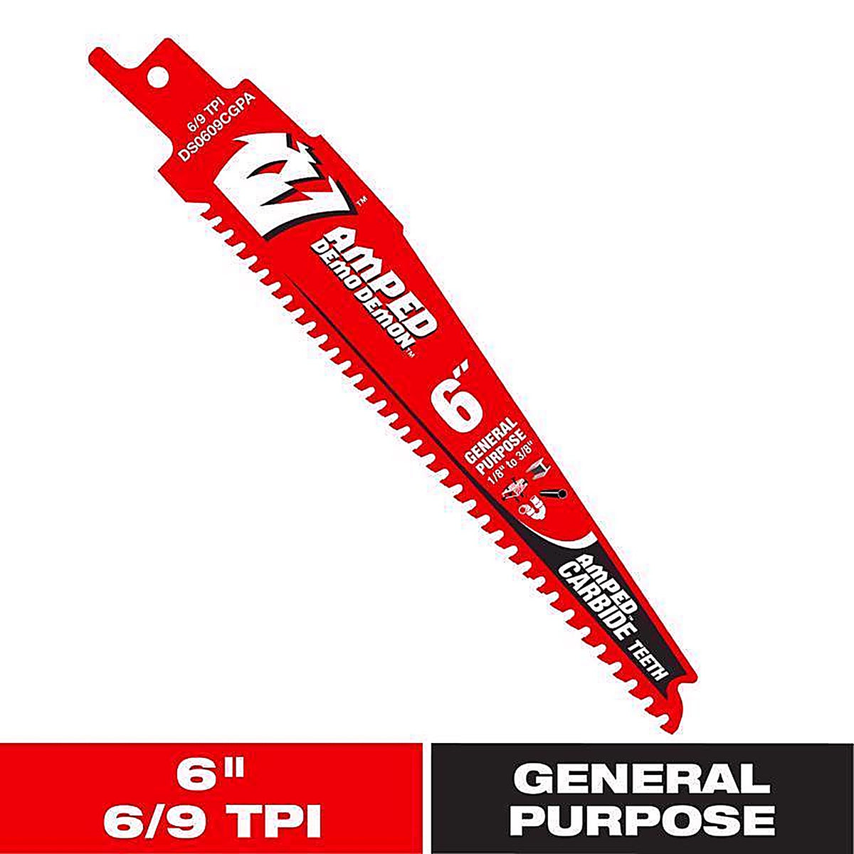 Diablo - DS0609CGPA - Demo Demon Amped 6 In. Carbide Tipped General Purpose Reciprocating Saw Blade 6/9 TPI 1 Pack