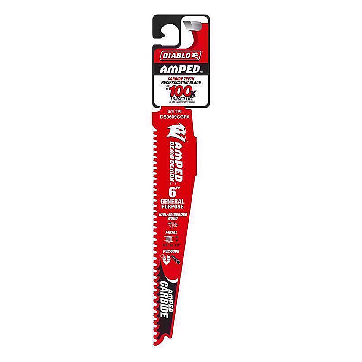 Diablo - DS0609CGPA - Demo Demon Amped 6 In. Carbide Tipped General Purpose Reciprocating Saw Blade 6/9 TPI 1 Pack