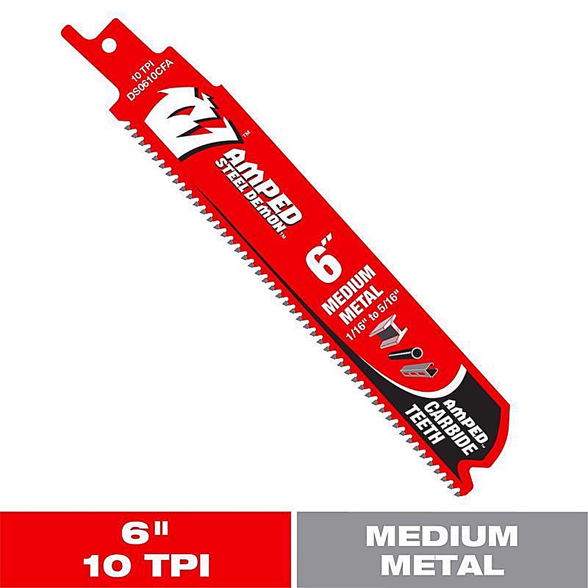 Diablo - DS0610CFA - Demo Demon Amped 6 In. Carbide Tipped Medium Metal Reciprocating Saw Blade 10 TPI 1 Pack