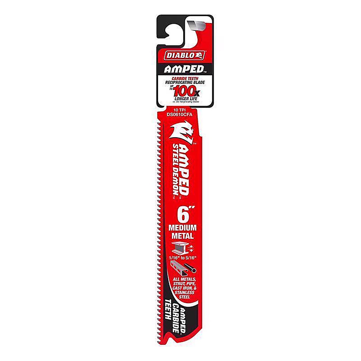 Diablo - DS0610CFA - Demo Demon Amped 6 In. Carbide Tipped Medium Metal Reciprocating Saw Blade 10 TPI 1 Pack