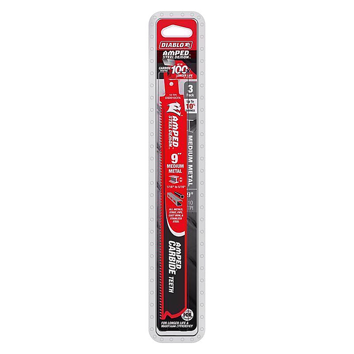 Diablo - DS0910CFA3 - Demon Amped 9 In. Carbide Reciprocating Saw Blade Set 10 TPI 3 Pack