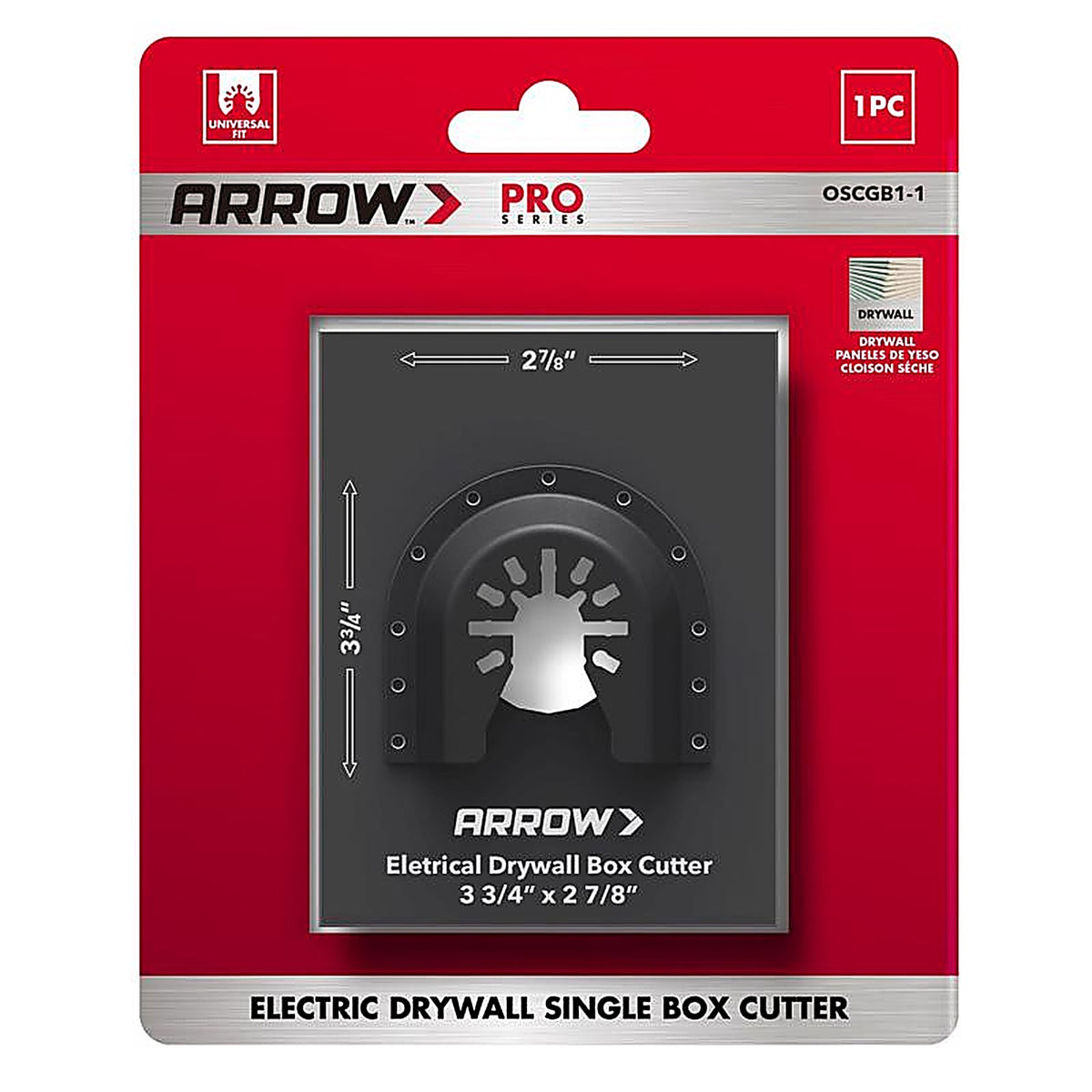 Arrow - OSCGB1-1 - Pro 2-7/8 In. L X 3-3/4 In. W Bi-Metal Square Drywall Blade Multi-Material 1 Piece